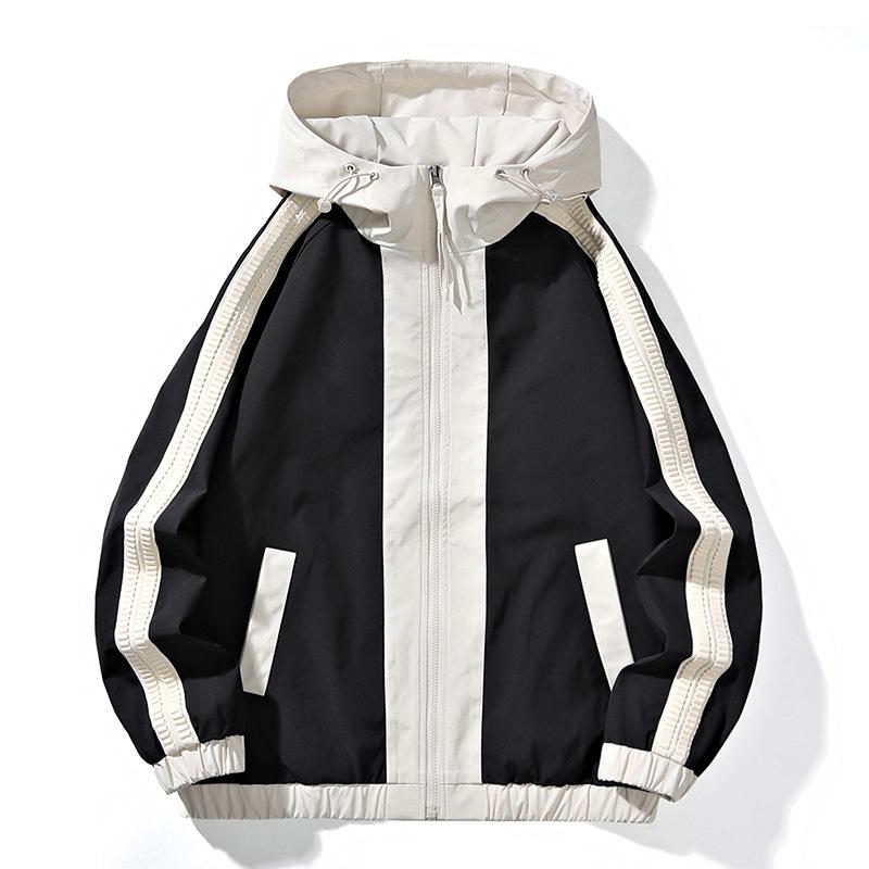 マウンテンパーカー メンズ 軽量 フード付き スタンドカラー ジップアップ シワ防止 ブラック 切り替え 春秋 大きいサイズ アメカジ カジュアル ブルゾン ジャケット ウィンドブレーカー 長袖 ポリエステル