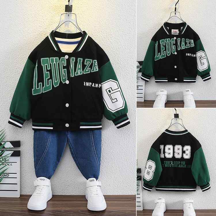 ジャケット 男の子 キッズ 春秋 プリント レター スタジャン ベースボールジャケット かっこいい カジ..