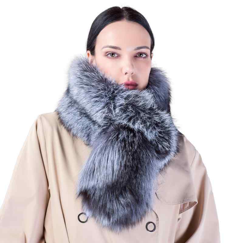 ショール レディース フォックスファー リアルファー 大判 ロング シルバーフォックス 防寒 マフラー ..