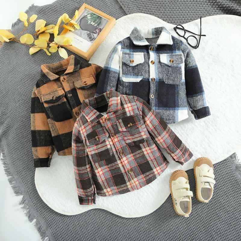 ジャケット キッズ 男の子 フード付き 綿 コットン カジュアル 格子柄 チェック柄 長袖 アウター シングルボタン ミドル丈 幼児 小学生 通学 普段着 ライ...