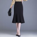 マーメイドスカート レディース 無地 シンプル ミディ丈 ハイウエスト スリムフィット スタイルアップ 切り替えデザイン 上品 エレガント 通勤 オフィス 春夏 ポリエステル 体型カバー きれいめ
