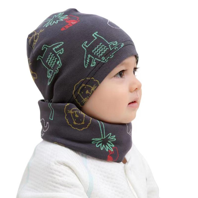 帽子 ネックウォーマー セット ベビー キッズ 男の子 女の子 ニット帽 防寒 防風 保温 秋冬 コットン 柔らか ふんわり あったか かわいい カートゥーン柄...