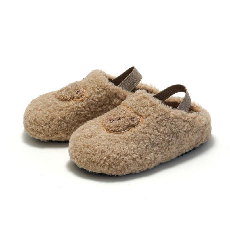 キッズ ルームシューズ 男女兼用 もこもこ フリース ボア あたたかい 部屋着 スリッパ サンダル 赤ちゃん 幼児 小学生 男の子 女の子 滑り止め ゴム底 アニマル柄