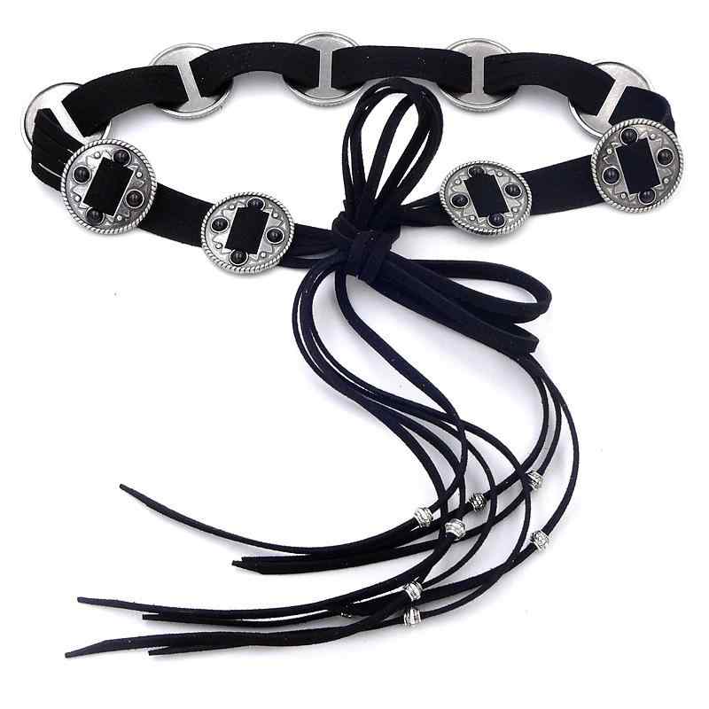 ウエストベルト レディース レトロ エスニック ボヘミアン フリンジ ブラック ウエストマーク 細見え効果 カジュアル 万能スタイル フェイクレザー調 春夏秋冬 ワンピース スカート