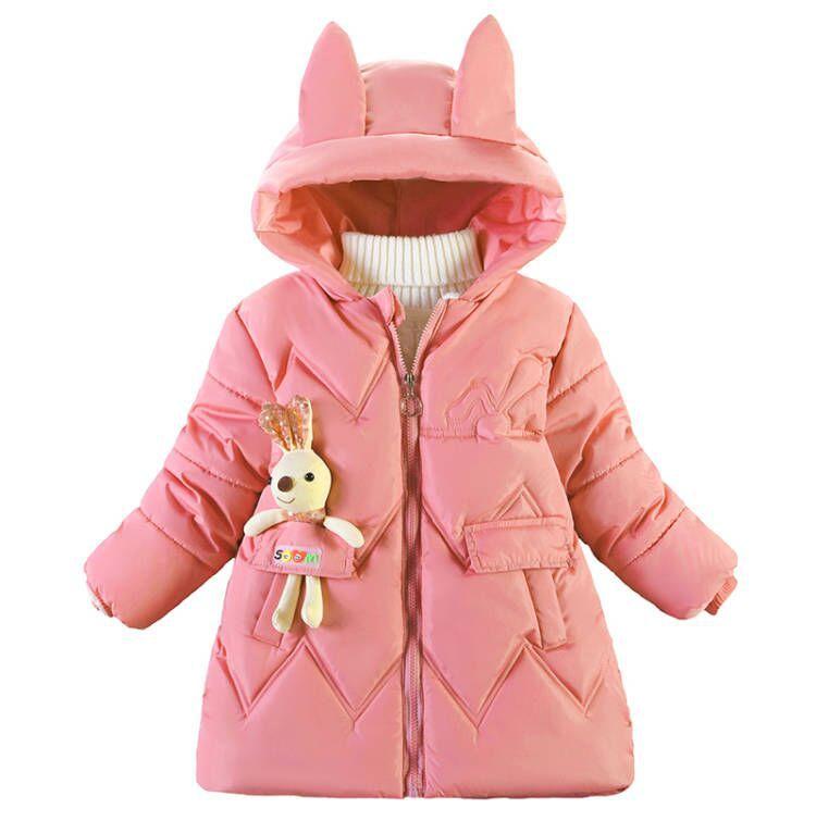 コート 女の子 キッズ 秋冬 中綿ジャケット アウター 防寒 保温 厚手 裏ボア フード付き ミドル丈 ジップアップ キャラクター柄 通園 通学 カジュアル A...