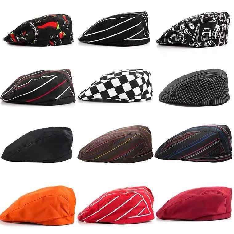 ベレー帽 男女兼用 通気性抜群 コットン 綿 コック帽 シェフ帽 サービス帽 飲食店 厨房 レストラン ホ..