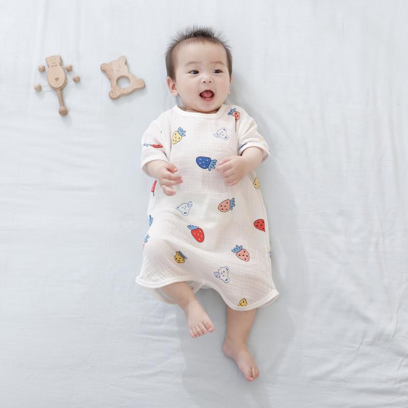 ベビー パジャマ 男の子 女の子 男女兼用 夏用 薄手 ガーゼ 吸湿速乾 柔らかい 肌触り 快適 ルームウェア 寝巻き スリーパー ロンパース A類コットン キャラクター 韓国風 かわいい 動物柄 80 90 100 110 120cm