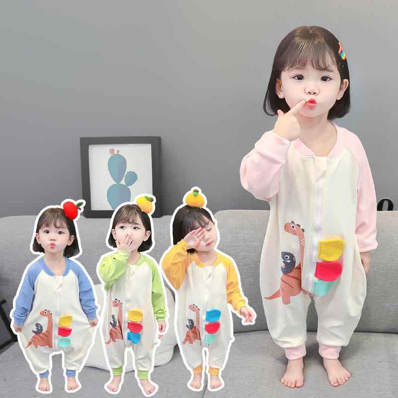 ベビー キッズ スリーパー 男の子 女の子 男女兼用 裏起毛 フリース あったか 保温 吸湿発熱 恐竜柄 足が出せる 寝冷え防止 着る毛布 秋冬 パジャマ ルームウェア かわいい