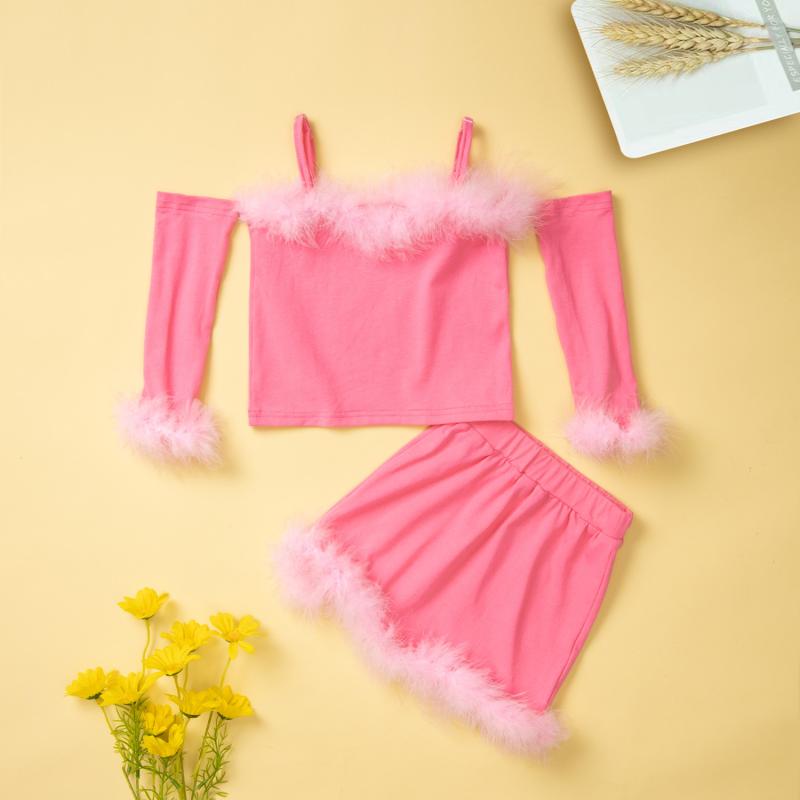 キッズ 女の子 韓国子供服 秋冬 スカートアンサンブル 3点セット キャミソールトップス キュロットスカート 綿混 ピンク 無地 3歳 4歳 5歳 6歳 7歳 8歳 お出かけ 普段着 通園 通学 カジュアル