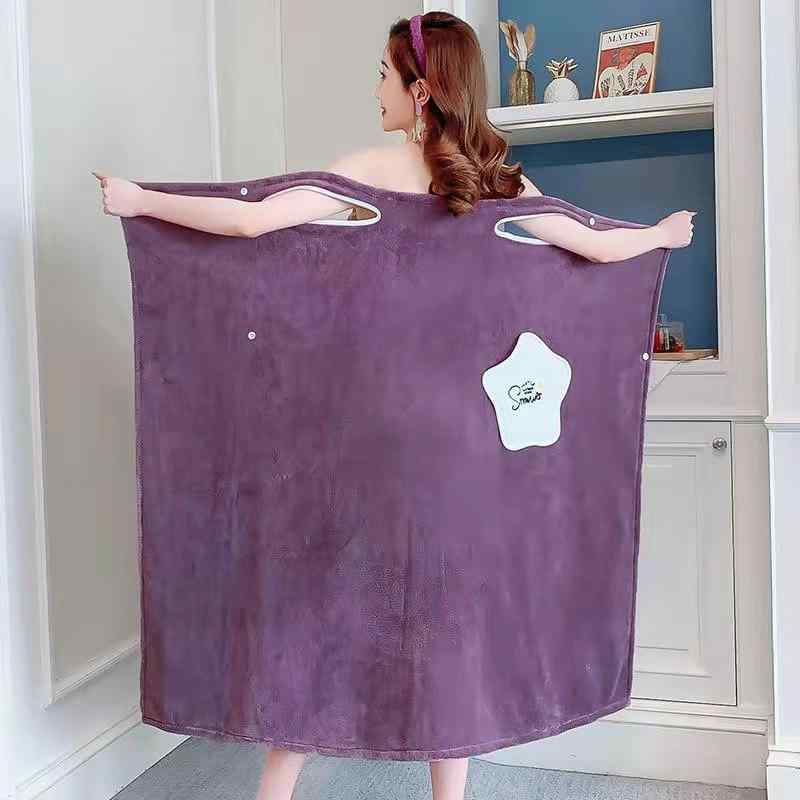 バスローブ レディース サンゴフリース 2WAY ストラップ付き 巻きタオル 吸水性抜群 速乾 ふわふわ 肌..