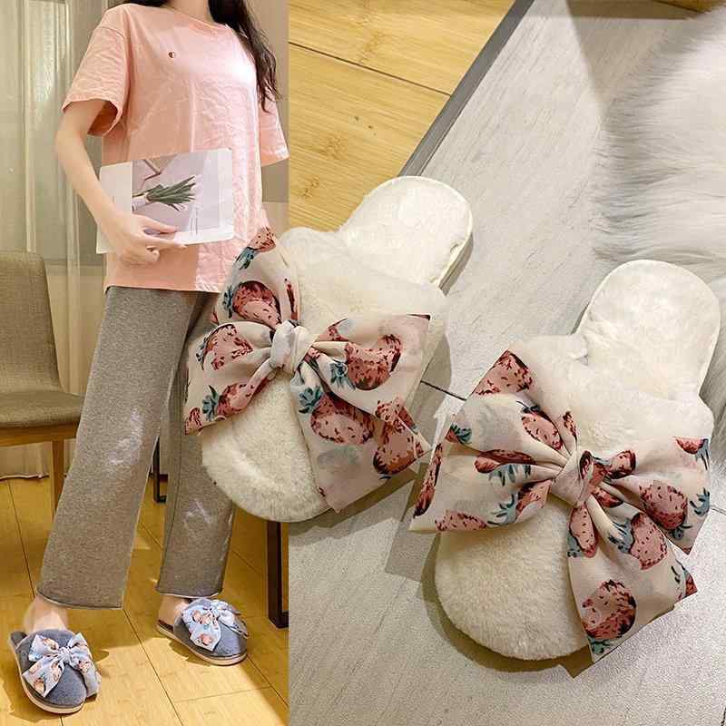 スリッパ レディース 秋冬 あったか 保温 厚底 モコモコ ファー フェイクファー リボン かわいい 室内..