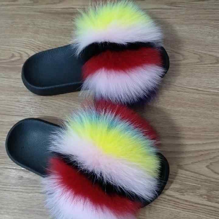 サンダル スリッパ メンズ レディース 男女兼用 軽量 防滑 室内履き 外履き ワンストラップ リアルファー フォックスファー ラクーンファー ふわふわ もこもこ 高級感 耐摩耗 ルームシューズ
