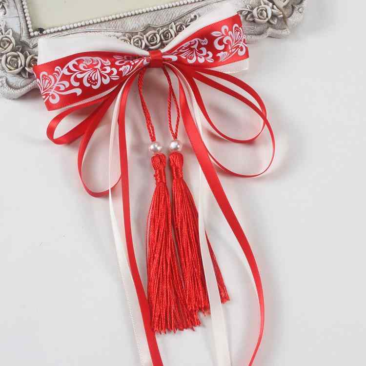 ヘアクリップ レディース 女性用 中国風 レトロ 古典柄 青花磁器柄 布製 リボン 蝶結び 揺れる飾り紐 ..