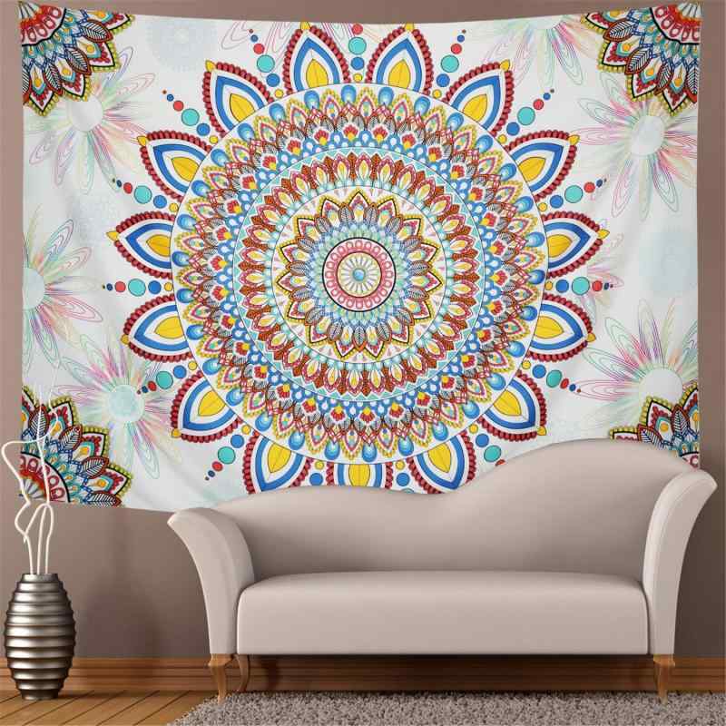 タペストリー インディアン マンダラ ボヘミアン 壁掛け ウォールデコ ヨガマット ビーチマット レジャーシート マルチカバー リビング 寝室 地中海スタイル ポリエステル製 洗濯機OK 花柄 植物柄 長方形