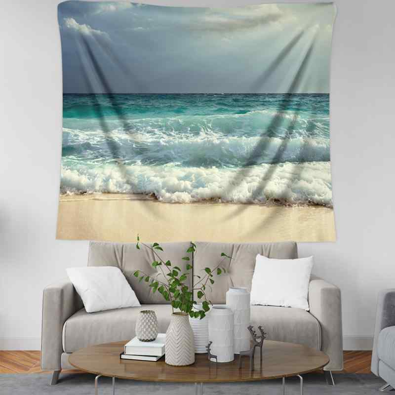 タペストリー 大判 ワイド デジタルプリント 夏 ビーチ 砂浜 風景 ポスター ポリエステル製 ウォールデコ インテリア 壁掛け 丸洗いOK 多用途 部屋飾り おしゃれ 長方形(x2)