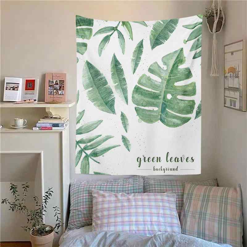 タペストリー 北欧 ボタニカル柄 リーフ柄 ポリエステル製 洗える デジタルプリント 壁掛け 背景布 間仕切り 目隠し おしゃれ ナチュラル リビング 寝室 子供部屋 玄関 インテリア ファブリック(x2)