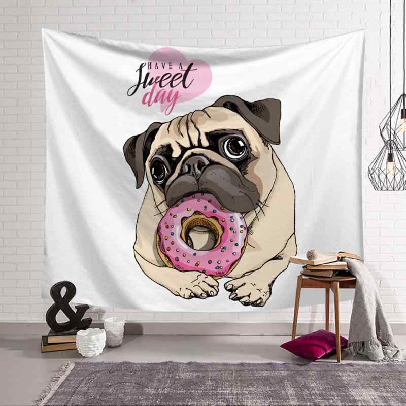 タペストリー カートゥーン かわいい ピンク シャーペイ犬 アニマル ドッグ 3D デジタルプリント ポリエステル リビング 玄関 寝室 子供部屋 おしゃれ 壁掛け(x2)