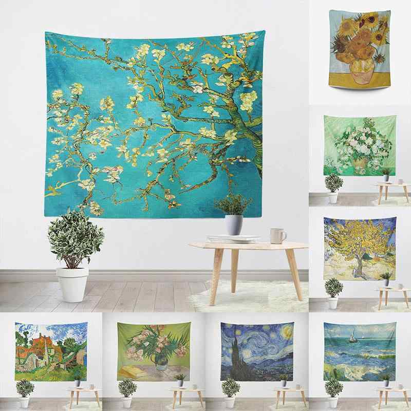 タペストリー ゴッホ 油絵風 植物 花柄 北欧デザイン 壁掛け ウォールデコレーション おしゃれ インテリア クロス リビング 寝室 書斎 ダイニング 子供部屋 装飾 ポリエステル素材 洗える SNS映え(x2)
