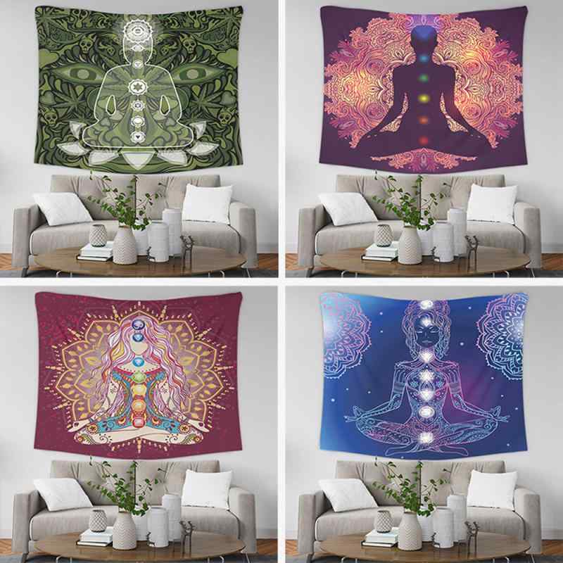 タペストリー ヨガ スポーツ 装飾 壁掛け おしゃれ プリント柄 インテリア リビング 寝室 子供部屋 書斎 ダイニング ポリエステル製 洗える エスニック風 マルチクロス ウォールデコレーション(x2)