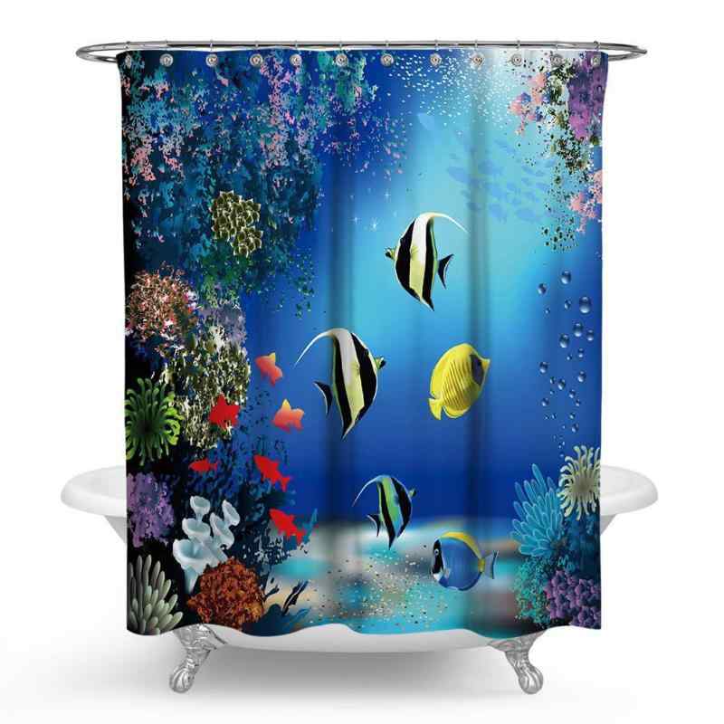 シャワーカーテン 防水 3Dデザイン 海洋生物 海底世界 ポリエステル製 お風呂 バスルーム 目隠し 間仕切り おしゃれ かわいい モダン インテリア バスグッズ