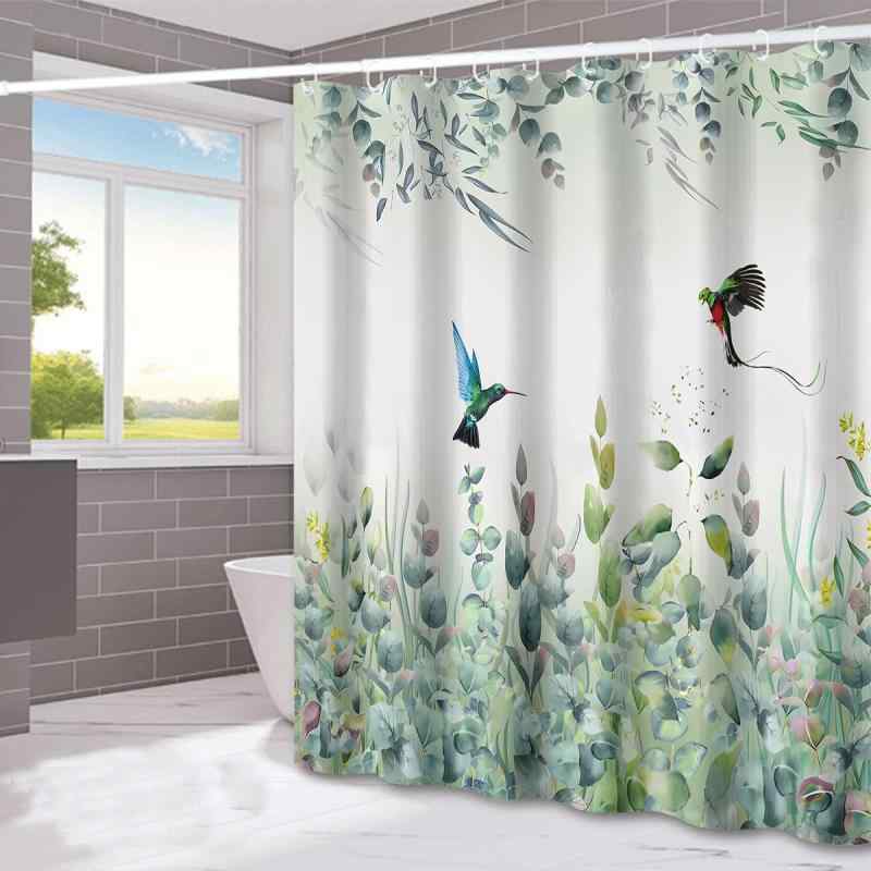 シャワーカーテン 植物 花 鳥柄 防水 防カビ 湿気対策 間仕切り 目隠し 浴室 脱衣所 家庭用 インテリア ポリエステル製 モダン シンプル カラフル デザイン