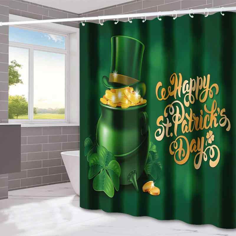 シャワーカーテン 聖パトリックの祝日 デコレーション 家庭用 浴室 バスルーム 乾湿分離 間仕切り 防水 ポリエステル製 モダン シンプル カラフル アート