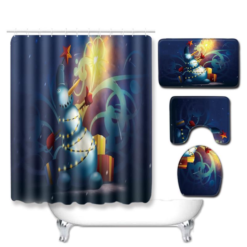 バスルームセット 強力撥水 防水 シャワーカーテン トイレマット バスマット フタカバー 洗える 滑り止め デジタルプリント ポリエステル アメリカンカントリー柄 おしゃれな4点セット