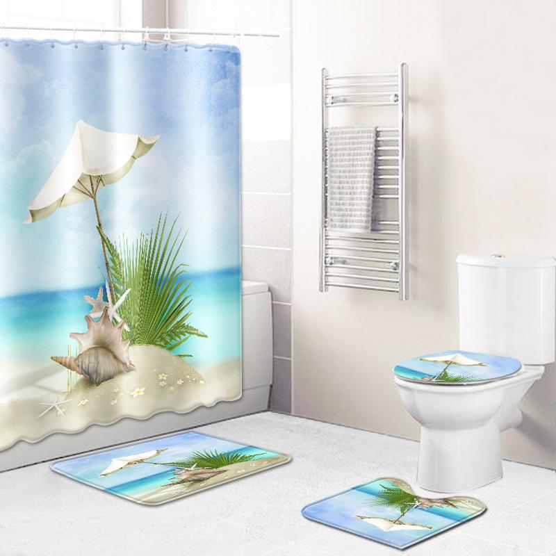 シャワーカーテン 防水 ビーチデザイン ポリエステル素材 上質 ラグジュアリー 壁掛けタペストリー フ..