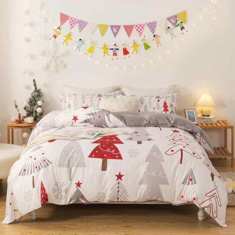 布団カバーセット クリスマス 雪の結晶 3Dプリント ベッドスプレッド 掛け布団カバー 枕カバー ポリエ..