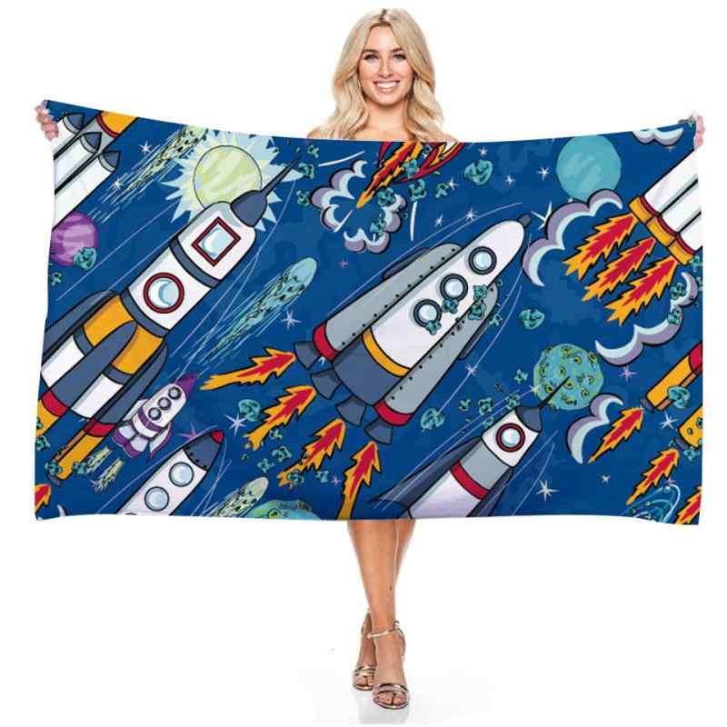 バスタオル ビーチタオル 子供 キッズ 男の子 女の子 マイクロファイバー 吸水速乾 軽量 スケート 恐竜 3Dプリント 長方形 大判 スポーツ 海水浴 プール お風呂上がり(x2)