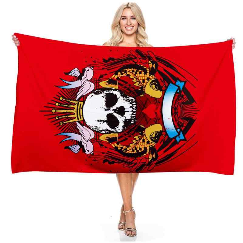 バスタオル 超吸水 速乾 マイクロファイバー 3Dプリント カラフル フラワー スカル柄 長方形 ビーチタ..