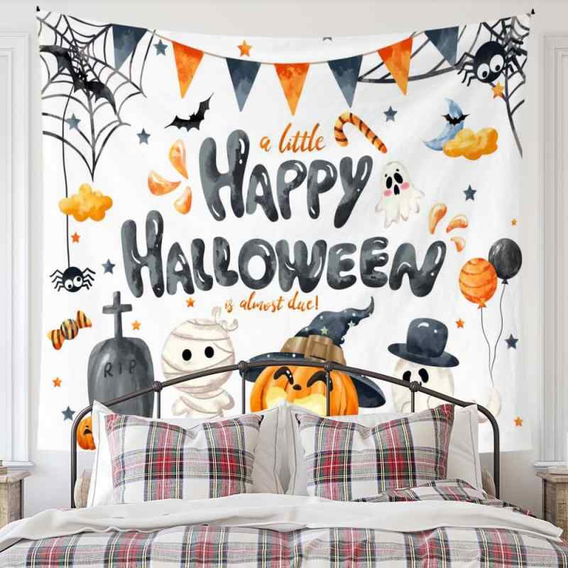 タペストリー かわいい ハロウィン 背景布 壁掛け 部屋飾り ポリエステル製 ウォールデコレーション 長方形 丸洗いOK イベント パーティー 装飾 インテリア リビング 寝室 子供部屋 店舗用