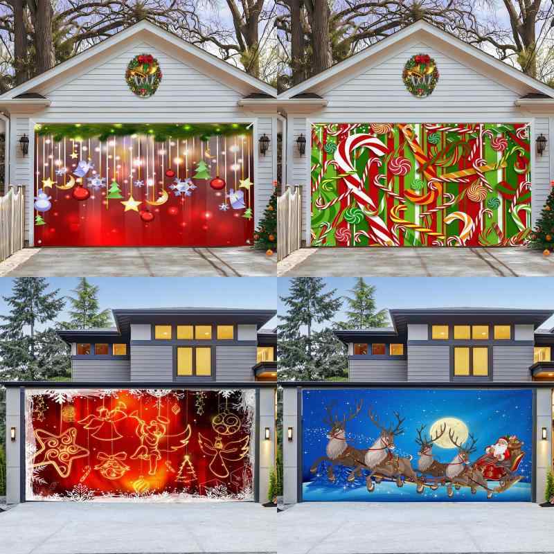 タペストリー クリスマス 降誕 ガレージドア用 背景布 大判 バナー 壁掛け ポスター 屋内外兼用 ポリエステル製 デジタルプリント アメリカンスタイル イベント装飾 飾り付け