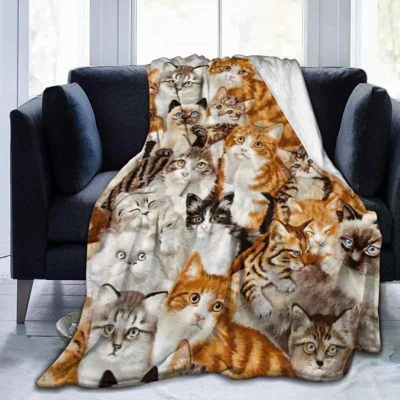 ブランケット 柔らか ソフト フランネル かわいい 猫柄 キャラクター ポータブル ...