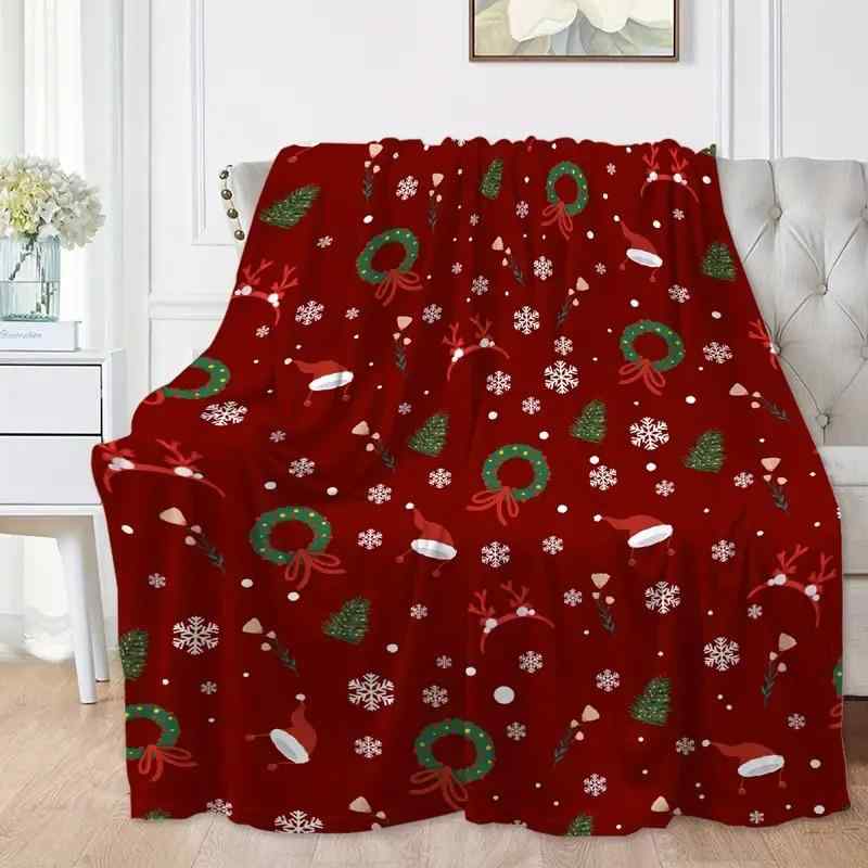 毛布 軽量 快適 肌触り良い フランネル ポリエステル クリスマス柄 雪の結晶 クリ...