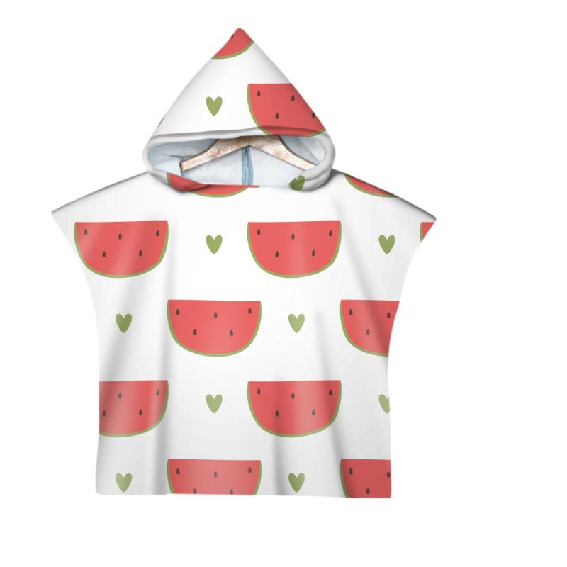 バスタオル キッズ マイクロファイバー フード付き 吸水速乾 ふわふわ 3Dデジタルプリント フルーツ柄 キャラクター柄 かわいい お風呂上がり ビーチタオル プール レジャー(x2)