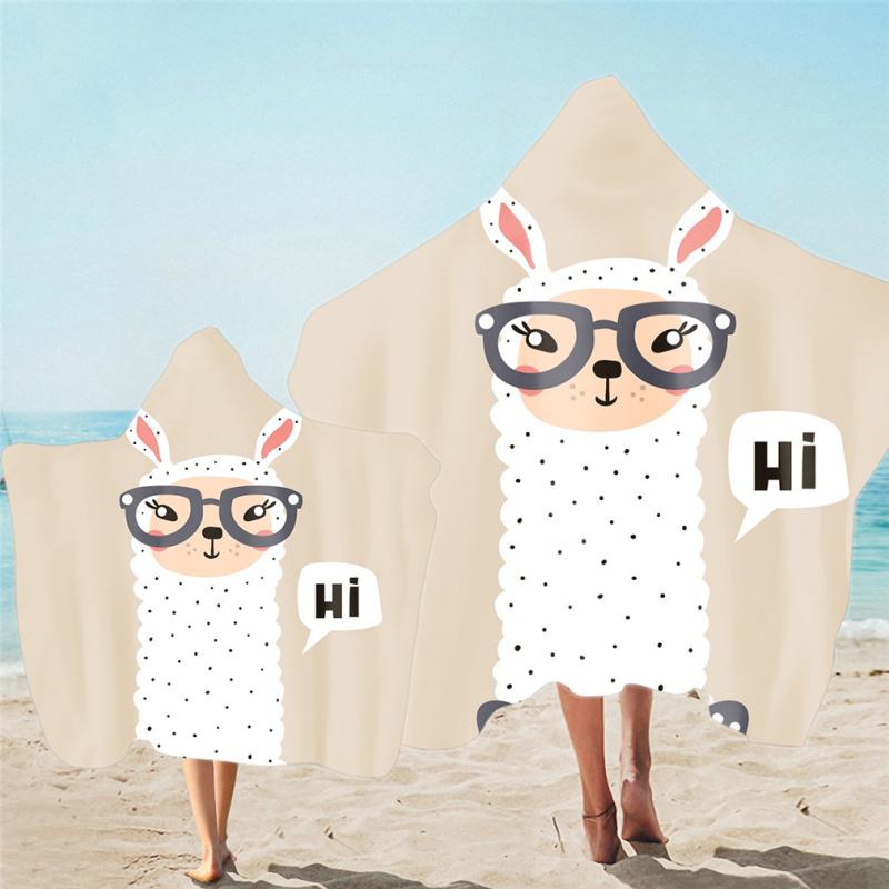 タオルポンチョ マイクロファイバー 吸水速乾 フード付き ユニコーン柄 キッズ 子供 大人用 親子 バスローブ ビーチ プール お風呂上がり 水泳 海水浴(x2)