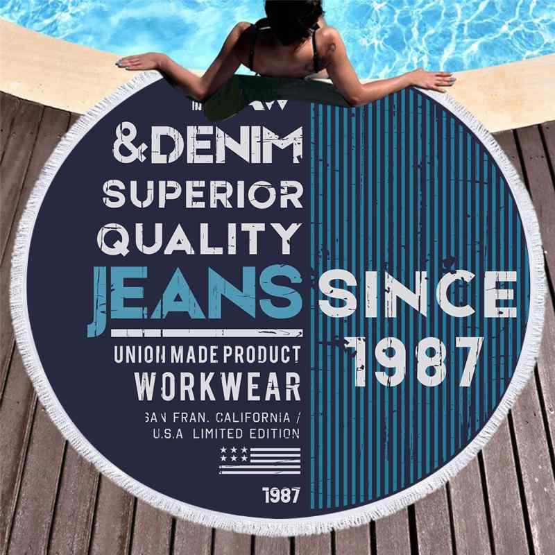 ビーチタオル マイクロファイバー 吸水速乾 やわらか 大判 おしゃれ 欧米風 レトロ 円形 プリント 柄入り プールマット レジャーシート バスタオル 海水浴 アウトドア 旅行用(x2)