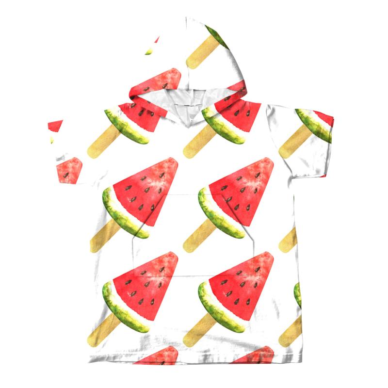 フード付きバスタオル ポンチョ 大人 子供 キッズ メンズ レディース マイクロファイバー 吸水速乾 スイカ柄 ポケット付き 袖あり バスローブ ビーチタオル 水遊び 海 プール 部屋着(x2)