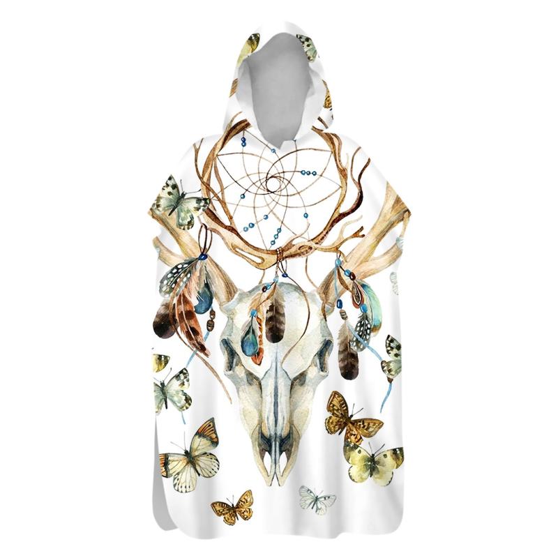 ポンチョ 速乾 保温 両面フリース 動物柄 プリント フード付き マイクロファイバー バスローブ タオル ..