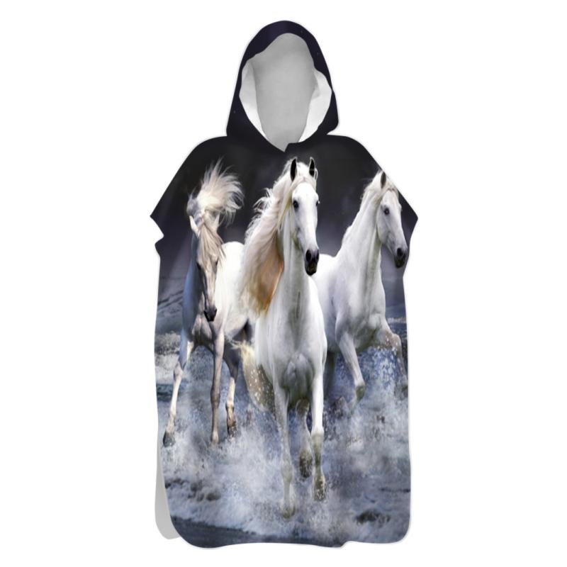 タオルポンチョ 速乾 保温 防寒 フード付き マイクロファイバー 両面フリース プリント アニマル柄 ダ..