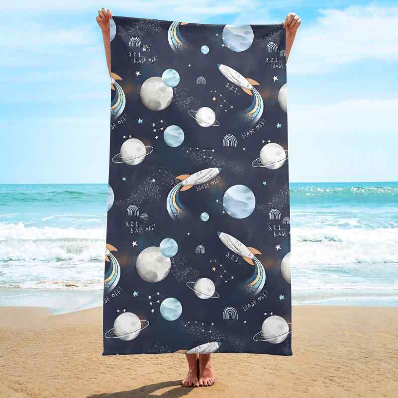 ビーチタオル マイクロファイバー 超極細繊維 吸水速乾 大判 ショール 軽量 やわらか肌触り 幻想的 星..
