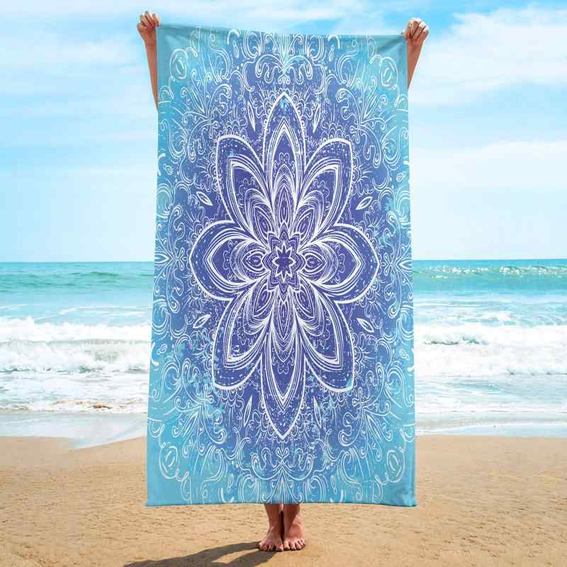 ビーチタオル 吸水 速乾 軽量 マイクロファイバー 超極細繊維 スクエア 四角 幾何学模様 バスタオル ショール 肩掛け 海水浴 プール レジャー アウトドア 旅行 スポーツ ジム(x2)