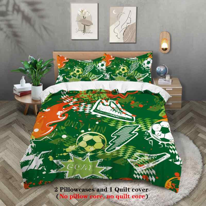 寝具カバー キッズ 子供部屋 キャラクター サッカー柄 デジタルプリント 磨毛加工 化繊素材 速乾 洗え..