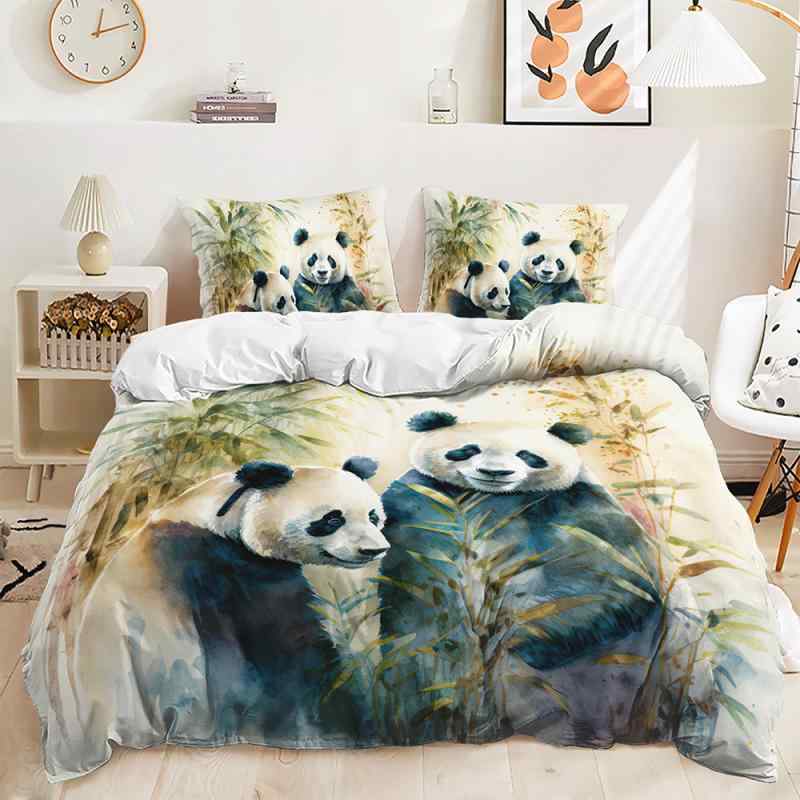 布団カバー パンダ柄 動物柄 デジタルプリント ポリエステル素材 ピーチスキン加工 さらさら肌触り 掛..