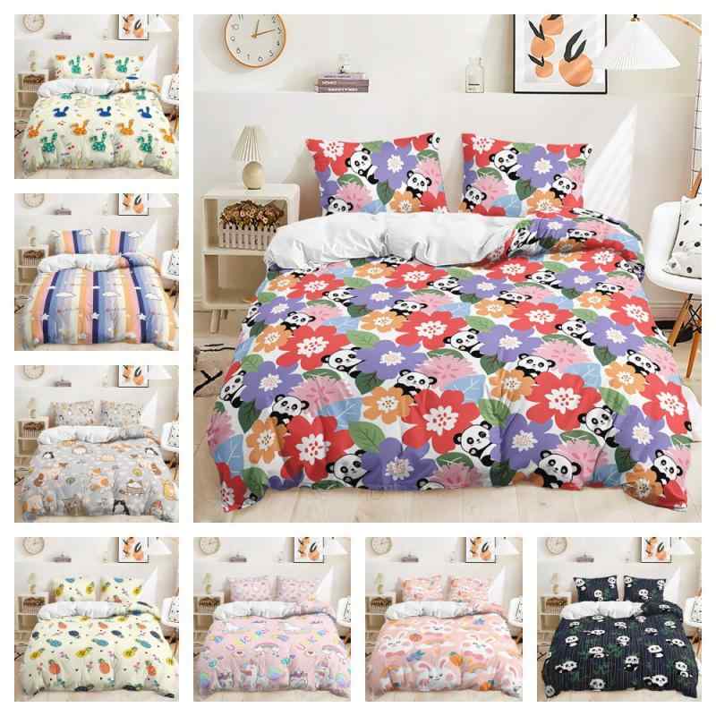 布団カバーセット 3Dデジタルプリント パンダ ユニコーン アニマル 動物イラスト かわいい ピーチスキ..