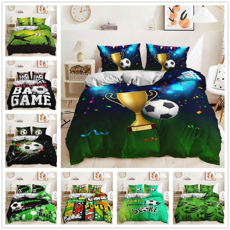 布団カバー ワールドカップ サッカー柄 寝具3点セット 高精細デジタルプリント ピーチスキン加工 ポリエステル 速乾性 活性染料 フラットシーツ オールシーズン対応 ダブル クイーンサイズ 快適な肌触り