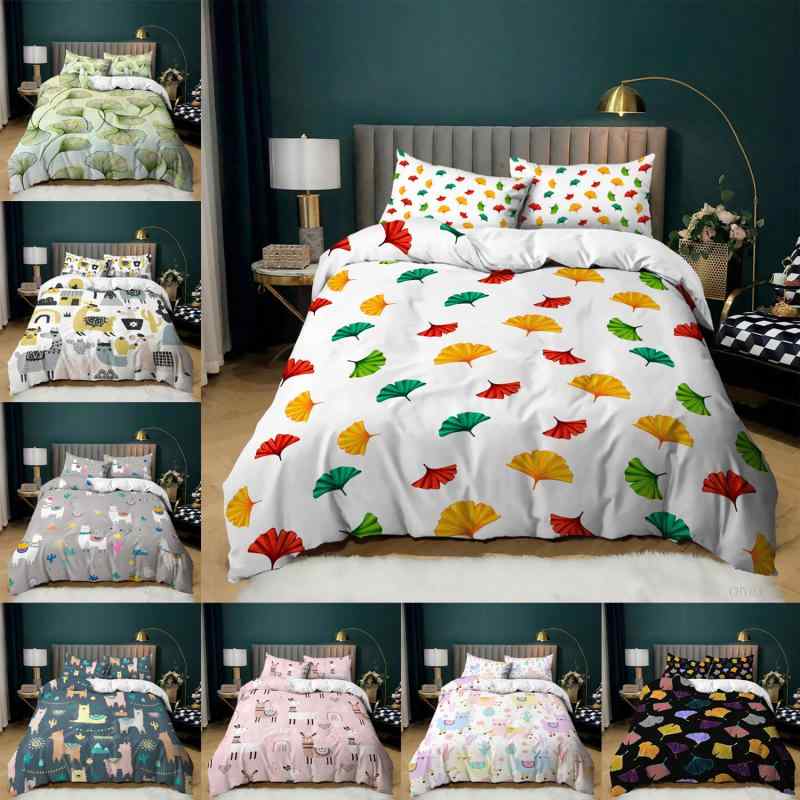 布団カバーセット レディース 女性用 アルパカ柄 かわいい ナチュラル 韓国風 3点セット 掛け布団カバ..