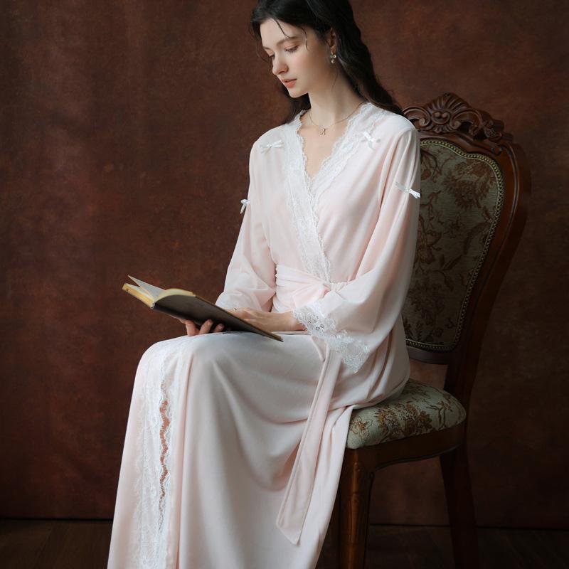 ルームウェア レディース 女の子 かわいい フレンチ プリンセスデザイン バスローブ ガウン パジャマ ..