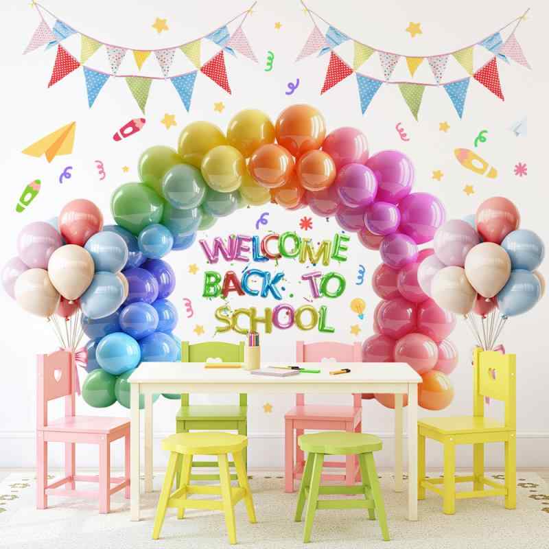 ウォールステッカー キッズ 防水 かわいいイラスト カラフル 風船 バルーン 英単語学習 幼稚園 保育園 ..